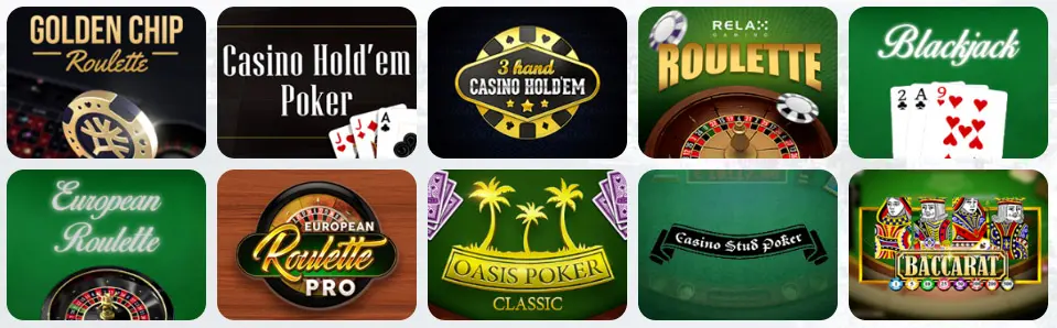 Jeux de table au QuickWin Casino